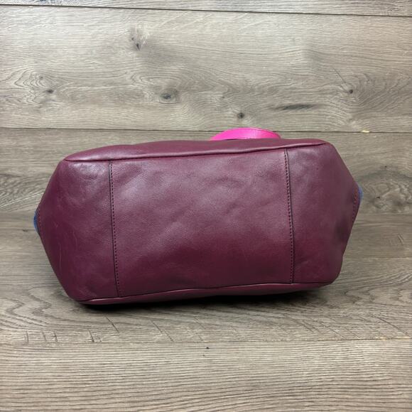 COACH Park Carrie Tote Handbag Purse Quilted Pink Maroon Navy G1393-F24693 - Picture 7 of 16